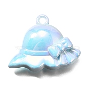 UV Plating Acrylic Pendants, Hat, Blue, 36.5x45x11.5mm, Hole: 3.5mm(OACR-S043-09D)