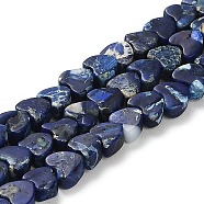 Synthetic Regalite/Imperial Jasper/Sea Sediment Jasper Beads Strands, Dyed, Heart, Prussian Blue, 5x6x3~3.5mm, Hole: 1.2mm, about 81~84pcs/strand, 15.94~16.26 inch(40.5~41.3cm)(G-F765-D02-01)