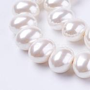Shell Pearl Beads Strands, Oval, White, 12~13x15~16x12mm, Hole: 1mm, about 30pcs/strand, 15.5 inch(BSHE-L035-E03)