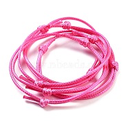 Adjustable Waxed Polyester Cord Bracelet for Women, Fuchsia, Inner Diameter: 1-5/8~3-1/8 inch(4~8cm)(BJEW-TAC0011)