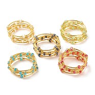 Bling Glass Beaded Wrap Bracelet, Layered Wrap Bracelet for Women, Golden, Mixed Color, Inner Diameter: 2-1/8 inch(5.45cm)(BJEW-JB07746)