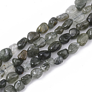 Natural Green Rutilated Quartz Beads Strands, Nuggets, Tumbled Stone, 5~11x5~8x3~6mm, Hole: 0.8mm, about: 52~56pcs/Strand, 15.94 inch(40.5cm)(G-S363-028D)