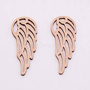 Unfinished Wood Filigree Joiners Links, Laser Cut Wood Shapes, Wing, for DIY Crafts and Jewelry Making, Tan, 55.5x22x2.5mm, 10pcs/set(WOOD-XCP0001-84)