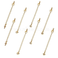 8Pcs 4 Style Brass Micro Pave Cubic Zirconia Chain Extender, with Stainless Steel Lobster Claw Clasps and Mixed Shape Charm, Long-Lasting Plated, Golden, 77x3mm, Hole: 3mm, 2Pcs/style(KK-SZ0005-61)