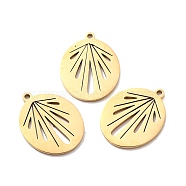 Ion Plating(IP) 316 Surgical Stainless Steel Pendants, Hollow, Oval, Golden, 16.5x13x1mm, Hole: 1mm(STAS-D450-13G)