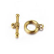 Tibetan Style Alloy Toggle Clasps, Lead Free and Cadmium Free, Antique Golden, 15x11mm, Hole: 2mm(GLF0034Y)