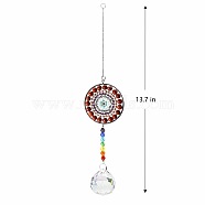 Big Pendant Decorations, Hanging Sun Catchers, Chakra Theme K9 Crystal Glass, Teardrop, Chocolate, 34.8cm(HJEW-PW0001-010E)