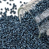 TOHO Round Seed Beads, Japanese Seed Beads, Matte, (511F) High Metallic Frost Mediterranean Blue, 15/0, 1.5mm, Hole: 0.7mm, about 3000pcs/10g(X-SEED-TR15-0511F)