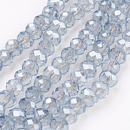 Electroplate Glass Beads Strands, Pearl Luster Plated, Faceted, Rondelle, Light Blue, 6x4~5mm, Hole: 0.8~1mm, about 85~88pcs/strand, 16.1~16.5 inch(41~42cm)(GLAA-K027-PL-A02)