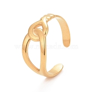Ion Plating(IP) 304 Stainless Steel Interlock Knot Shape Open Cuff Ring for Women, Golden, US Size 7 3/4(17.9mm)(RJEW-C025-13G)