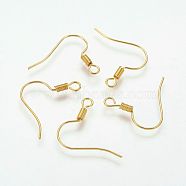 Brass Earring Hooks, Ear Wire, with Horizontal Loop, Nickel Free, Golden, 17mm, Hole: 1.5mm, 21 Gauge, Pin: 0.7mm(KK-Q363-G-NF)