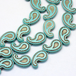 Synthetic Turquoise Bead Strands, Tadpole, Dyed, Turquoise, 21x12.5x4mm, Hole: 1.5mm, about 22pcs/strand, 15.7'(X-TURQ-S282-38A)
