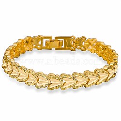 Women's Brass Link Chains Bracelets, with Watch Band Clasps, Heart, Golden, 7-1/4x1/4 inch(18.5x0.8cm)(BJEW-BB61923-A)
