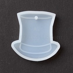 Costume Top Hat Pendant Silicone Molds, Resin Casting Molds, for UV Resin & Epoxy Resin Jewelry Making, White, 45x43x8mm, Hole: 2.5mm(DIY-K054-02)