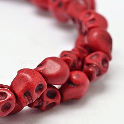 Dyed Synthetic Turquoise Bead Strands, Skull, Red, 8x6x7mm, Hole: 1mm, about 52pcs/strand, 15.7 inch(X-G-M145-06-A)