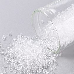 TOHO Round Seed Beads, Japanese Seed Beads, (1) Crystal Clear, 15/0, 1.5mm, Hole: 0.7mm, about 3000pcs/bottle, 10g/bottle(SEED-JPTR15-0001)