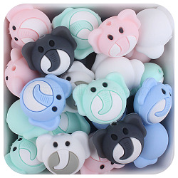 10Pcs 5 Styles Elephant Silicone Beads, Chewing Beads For Teethers, DIY Nursing Necklaces Making, Mixed Color, 20.5x24.5x16.5mm, Hole: 2.5mm(JX698A)