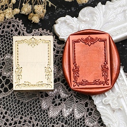 Rectangle Flower Frame Brass Stamp Heads, for Wax Seal Stamp, Wedding Invitations Making, Golden, 26x19x13.5mm, Inner Diameter: 7.5mm(AJEW-M037-04G-05)