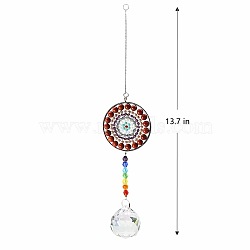 Big Pendant Decorations, Hanging Sun Catchers, Chakra Theme K9 Crystal Glass, Teardrop, Chocolate, 34.8cm(HJEW-PW0001-010E)