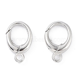 Anti-Tarnish Rhodium Plated 925 Sterling Silver Spring Gate Rings, Oval, Platinum, 12x7.5x2.5mm, Hole: 1.4mm(STER-K173-14P)