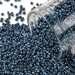 TOHO Round Seed Beads, Japanese Seed Beads, Matte, (511F) High Metallic Frost Mediterranean Blue, 15/0, 1.5mm, Hole: 0.7mm, about 3000pcs/10g(X-SEED-TR15-0511F)