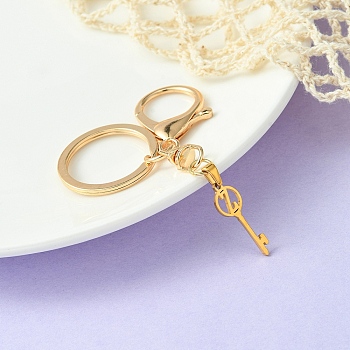304 Stainless Steel Initial Letter Key Charm Keychains, with Alloy Clasp, Golden, Letter Z, 8.8cm