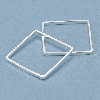 Brass Linking Rings, Long-Lasting Plated, Square, 925 Sterling Silver Plated, 15x15x1mm, Inner Diameter: 14x14mm