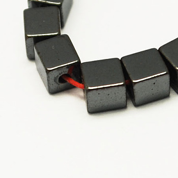 Non-magnetic Synthetic Hematite Beads Strands, Grade A, Cube, Black, 4x4x4mm