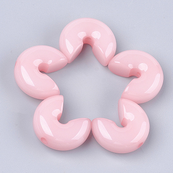 Resin Beads, Large Semicircle, Pink, 21.5x25x10mm, Hole: 2.5mm