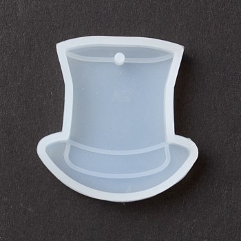 Costume Top Hat Pendant Silicone Molds, Resin Casting Molds, for UV Resin & Epoxy Resin Jewelry Making, White, 45x43x8mm, Hole: 2.5mm