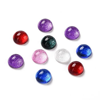 Electroplate Glass Cabochons, Half Round, Mixed Color, 6x3mm
