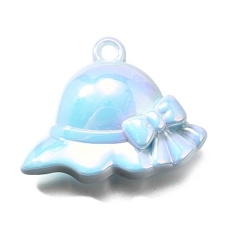 UV Plating Acrylic Pendants, Hat, Blue, 36.5x45x11.5mm, Hole: 3.5mm