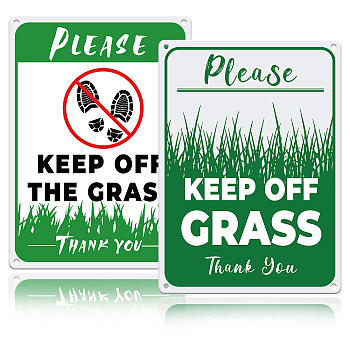2Pcs 2 Style Aluminum Warning Signs, Vertical, Rectangle with Word Please Keep Off The Grass, Grass Pattern, 250x180x0.8mm, 1pc/style