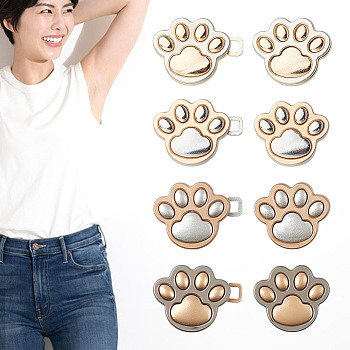 16Pcs 4 Colors Cat's Paw Print Alloy Button Pins for Jeans, Waist Tighter, Garment Accessories, Mixed Color, 19.5x45x14mm, 4pcs/color