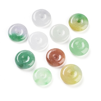 Natural Myanmar Jade/Burmese Jade Pendants, Dyed, Donut/Pi Disc Charms, 15~16x4~5.5mm, Hole: 2mm