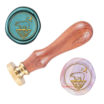 Wax Seal Stamp Set, Sealing Wax Stamp Solid Brass Head,  Wood Handle Retro Brass Stamp Kit Removable, for Envelopes Invitations, Gift Card, Bear Pattern, 83x22mm