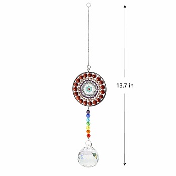 Big Pendant Decorations, Hanging Sun Catchers, Chakra Theme K9 Crystal Glass, Teardrop, Chocolate, 34.8cm