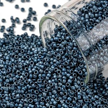 TOHO Round Seed Beads, Japanese Seed Beads, Matte, (511F) High Metallic Frost Mediterranean Blue, 15/0, 1.5mm, Hole: 0.7mm, about 3000pcs/10g