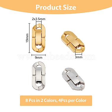 Unicraftale 8 Sets 2 Colors 304 Stainless Steel Fold Over Clasps(STAS-UN0046-68)-2