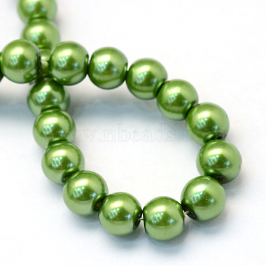 Baking Painted Pearlized Glass Pearl Round Bead Strands(HY-Q330-8mm-13)-4