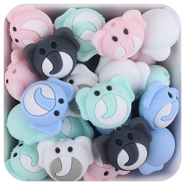 Mixed Color Elephant Silicone Beads