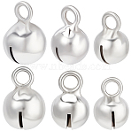 6Pcs 3 Styles 925 Sterling Silver Pendants, Soniferous Bell Charm, Silver, 6.4~9x4~6.2x4.2~6.3mm, Hole: 1.5~1.7mm, 2pcs/style(STER-BBC0007-87)