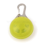 Plastic & Iron LED Collar Light, Carabiner Clip Dog Light, Pet Supplies, Half Round, Built-in Battery, Yellow Green, 53mm, Pendant: 32.5x22mm, Hole: 15.5x6mm(AJEW-P080-03)