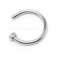 Nose Ring Hoop, 316L Surgical Stainless Steel Piercing Body Jewelry for Her, Silver, 10x9x2mm, Pin: 1mm(AJEW-TAC0029-06D)