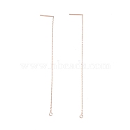 Ion Plating(IP) 304 Stainless Steel Stud Earring Finding, with Ring, Ear Thread, Rose Gold, 100~109x0.7x0.25mm, Hole: 1.7mm, Pin: 0.7mm(STAS-E161-06RG)
