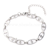 304 Stainless Steel Link Chain Bracelets, with Lobster Claw Clasps, Eye, Stainless Steel Color, 7-3/4 inch(19.6cm)(BJEW-H545-06P)