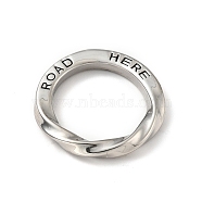 304 Stainless Steel Linking Rings, Ring with Word ROAD HERE, Stainless Steel Color, 25x3mm(STAS-E058-10P)