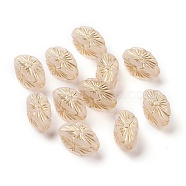 Plating Acrylic Beads, Golden Metal Enlaced, Frosted, Oval with Flower, Moccasin, 14x10x7mm, Hole: 1.8mm, about 1190pcs/500g(OACR-C013-41)
