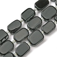 Natural Obsidian Beads Strands, with Seed Beads, Rectangle, 11.5~12.5x7.5~10x5~6.5mm, Hole: 0.8~0.9mm, about 13pcs/strand, 7.68~8.07 inch(19.5~20.5cm)(G-C098-A11-01)