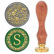 Halloween Wax Seal Stamp Set, 2Pcs Sealing Wax Stamp Solid Brass Heads with 1Pc Wood Handles, for Envelopes Invitations, Gift Card, Letter S, 75x22mm, 25mm, 3pcs/set(AJEW-WH20037-014)